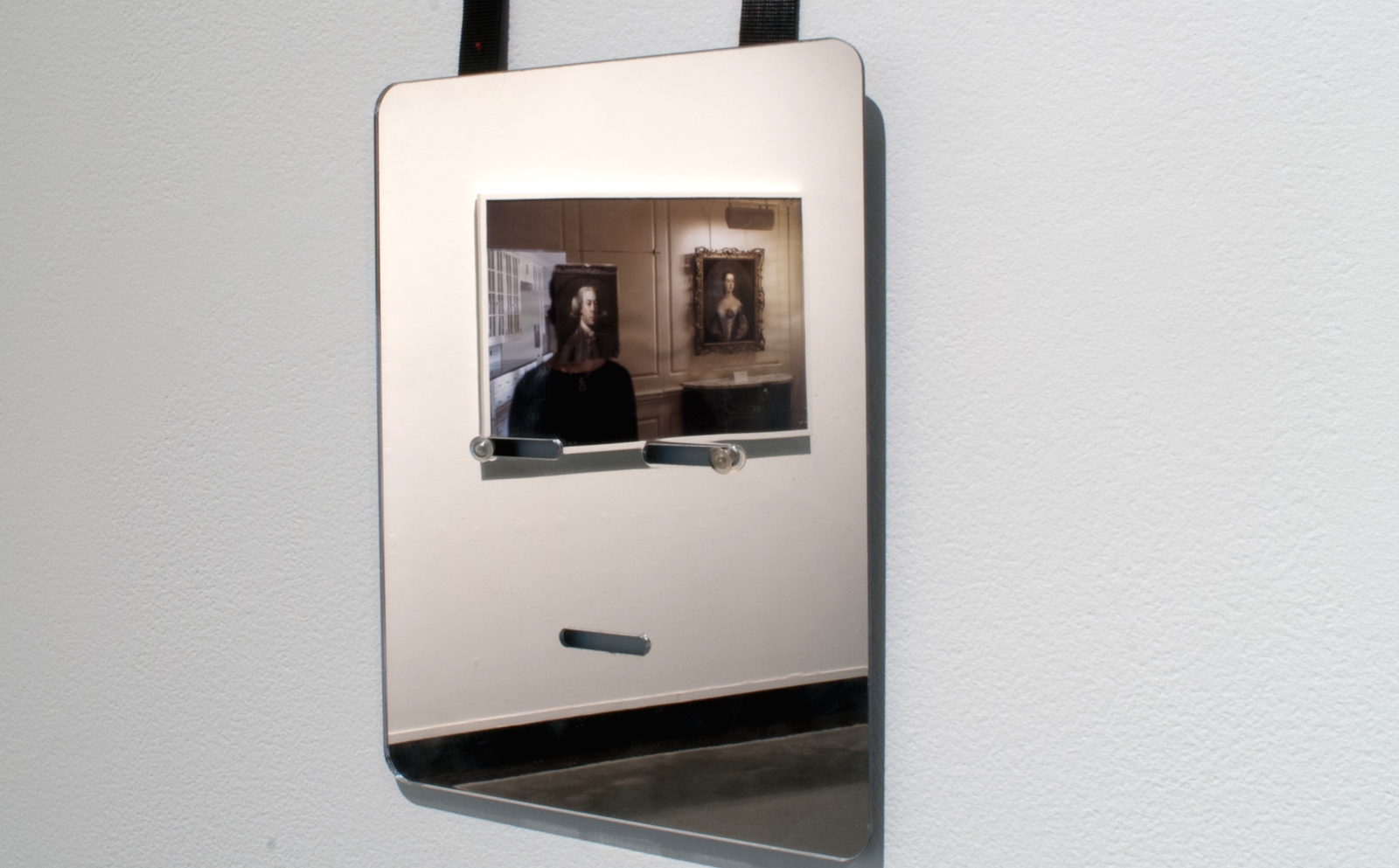 Pedro Lasch, Naturalizations, 2015, installation detail of mirror mask.
